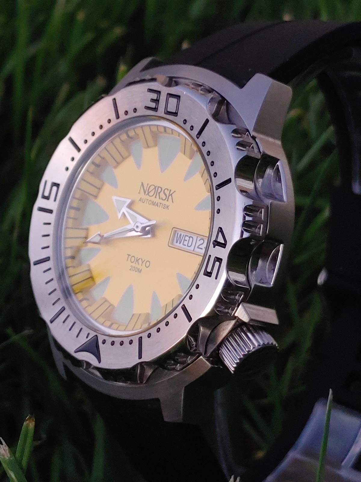 Automatic Sea Monster Watch, Norsk, Diver, Seiko NH36a movement Yellow LAST ONE