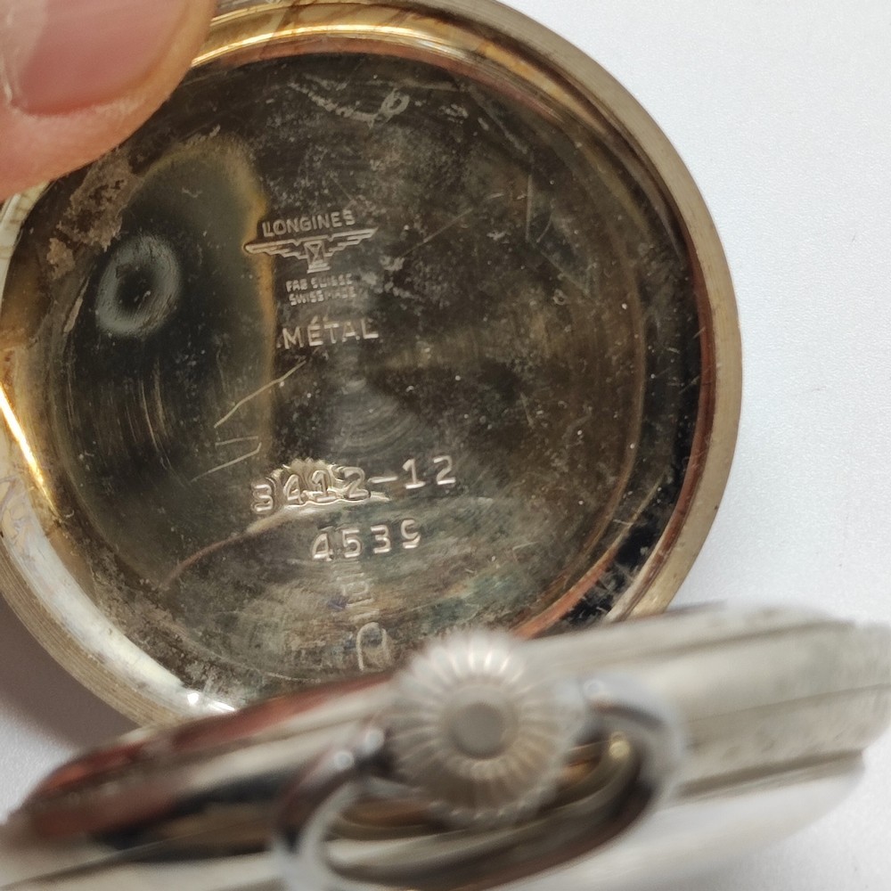 Longines White Dial Double Time Steel Pocket Watch