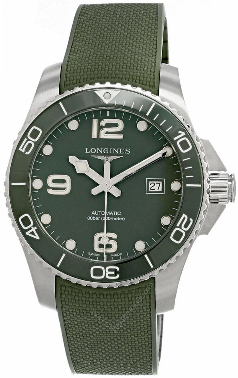 Longines Hydroconquest Auto 43mm Green Rubber Men’s Watch L3.782.4.06.9