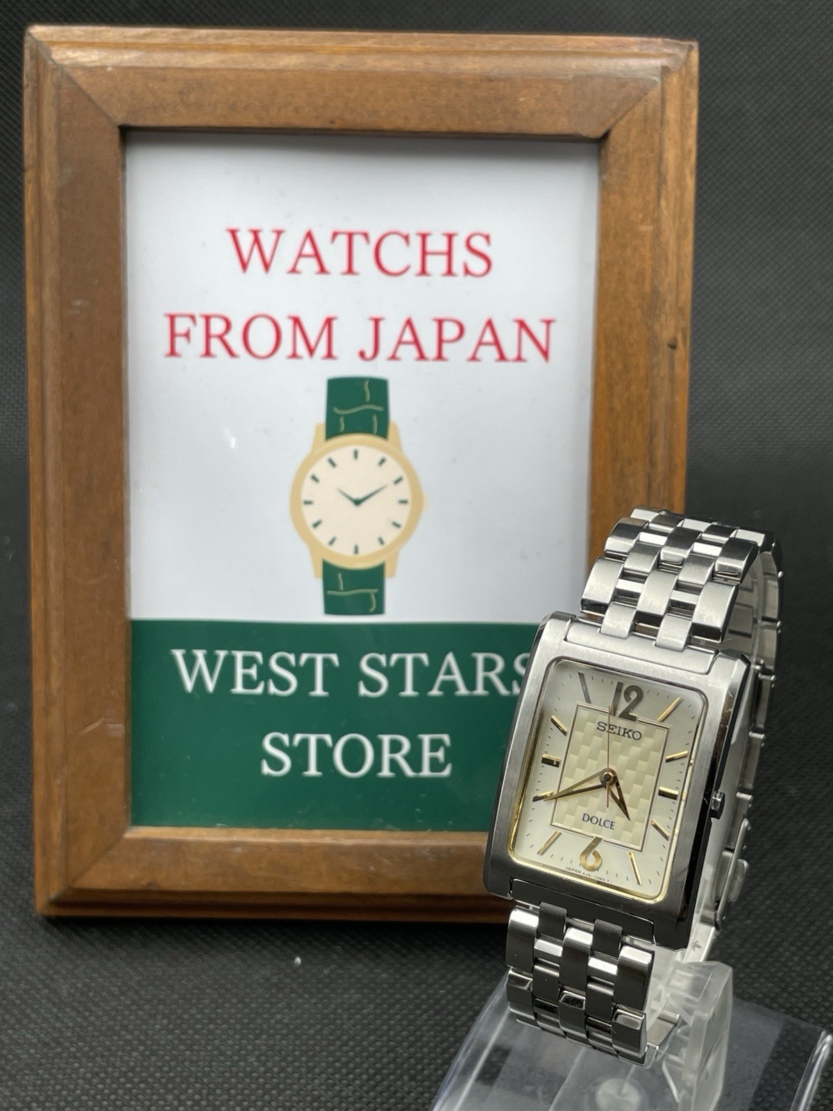 [Excellent] Vintage SEIKO DOLCE 4J41-0AC0 Silver Rectangle Quartz Men JAPAN