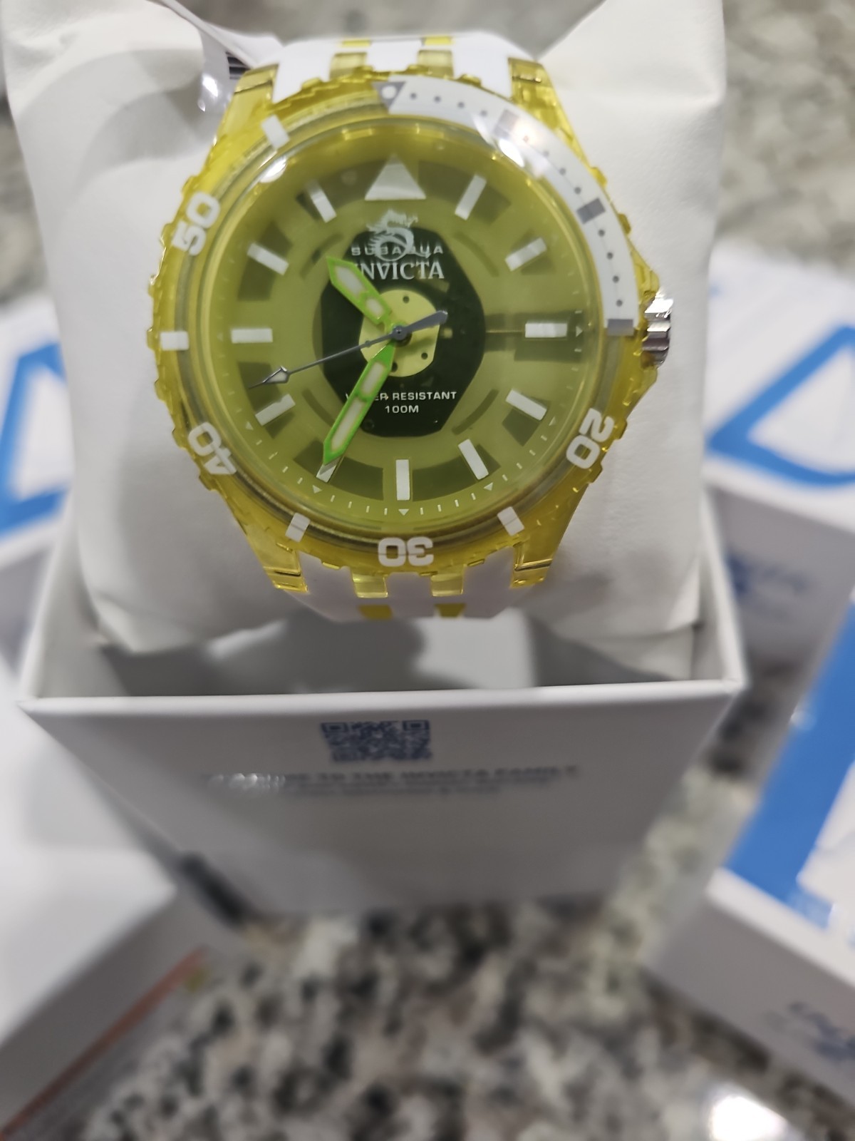 The NEW Invicta Subaqua Men’s Quartz Diver 100m Yellow/White Rubber Strap