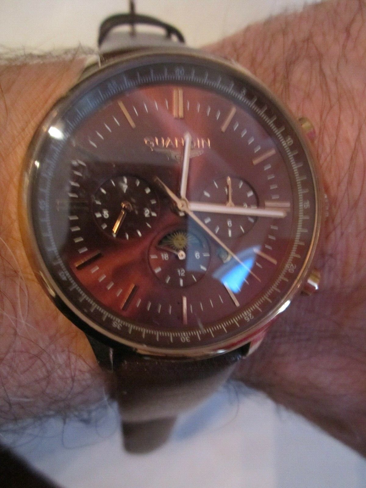 GUANQIN WATCH – QUARTZ – VERY LARGE – ROSE GOLD TONE CASE – BBA-25
