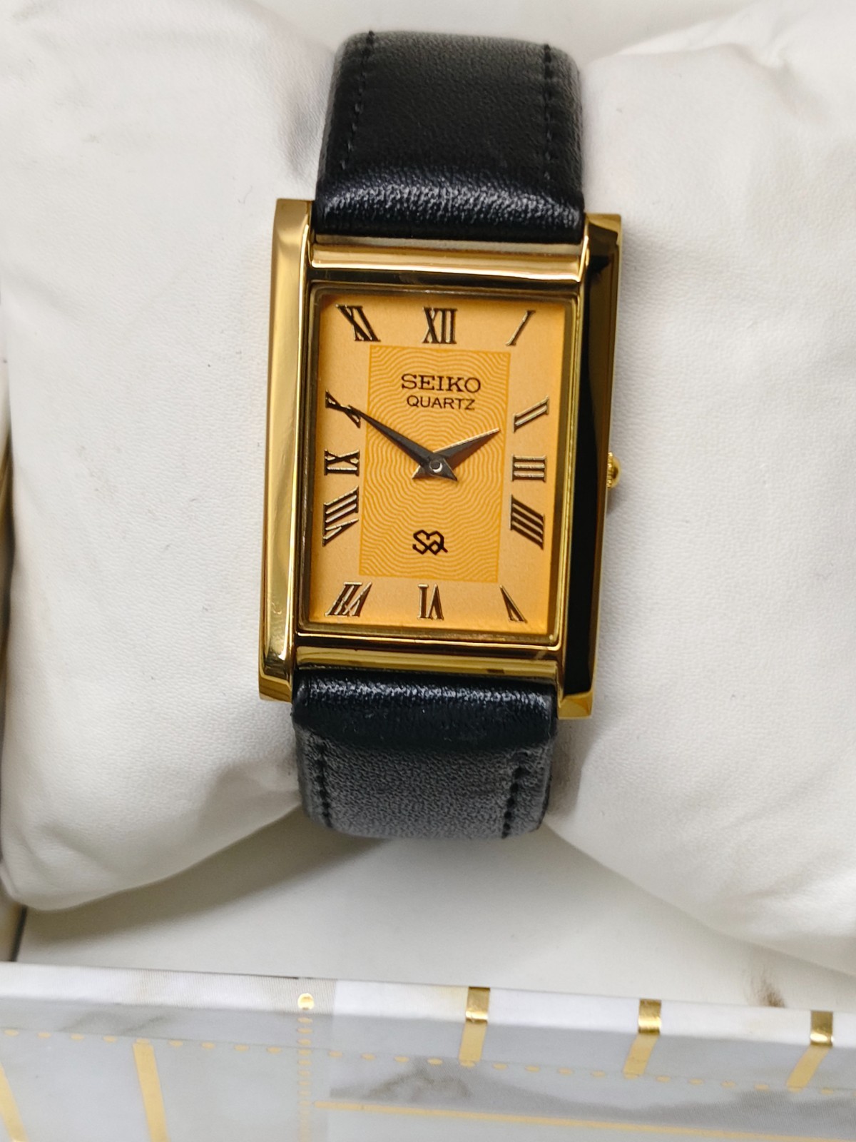 Vintage Refurbished Seiko Slim Tank Yellow Quartz Japan Men s Wrist Watch