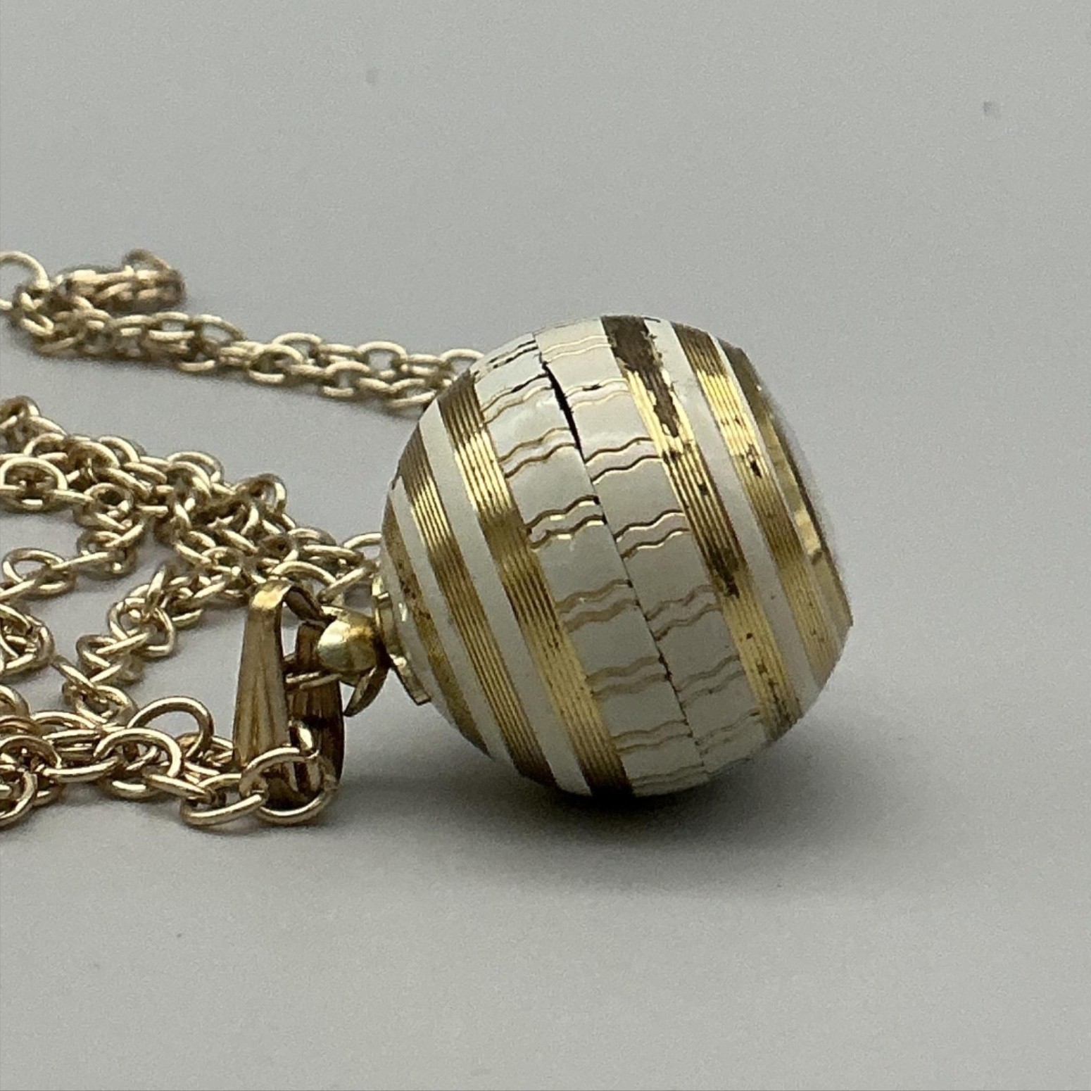 Vintage Caravelle Pendant Ball Orb Watch Womens 29mm Enamel Manual Wind Swiss