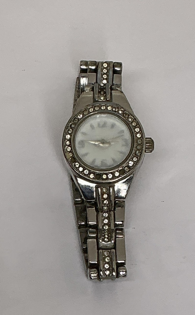 Womens Watch Silver Tone Crystal Bezel Rhinestone Bracelet Quartz LDC74830W