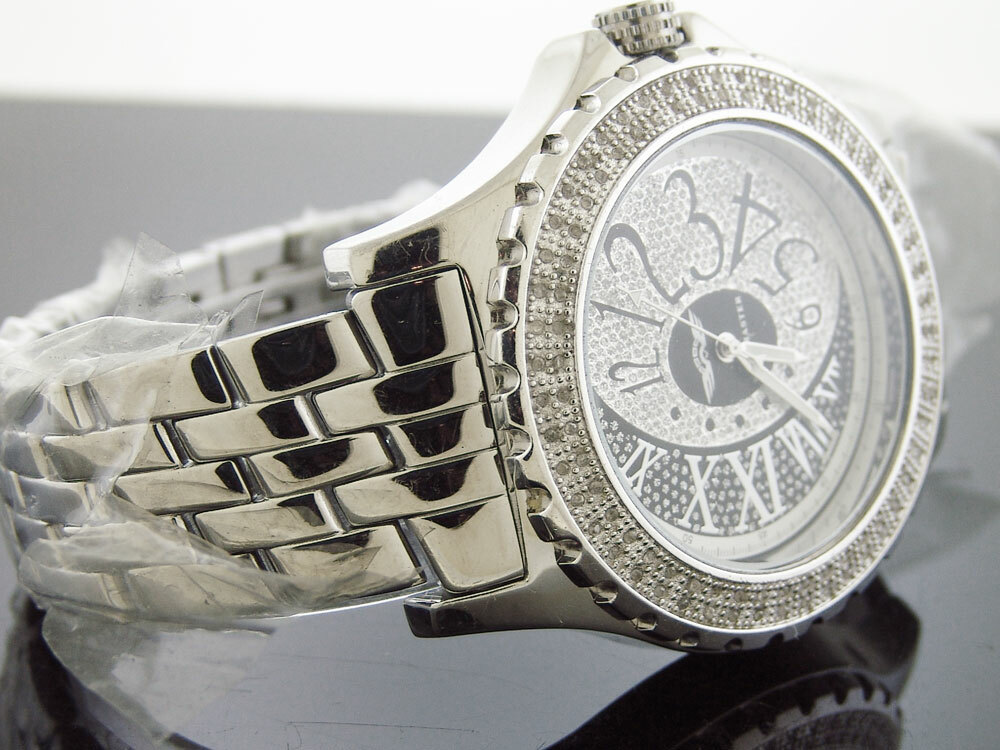 king Master Japan movt quartz Round 100 Diamonds 50 MM stainless steel Watch