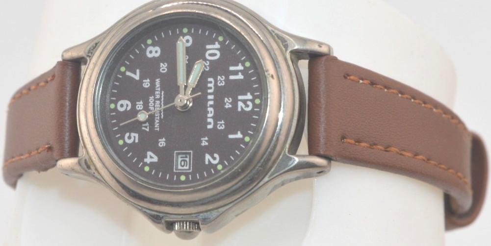 Vtg Milan Watch 29mm Military Dial Date New Battery New band GUARANTEED