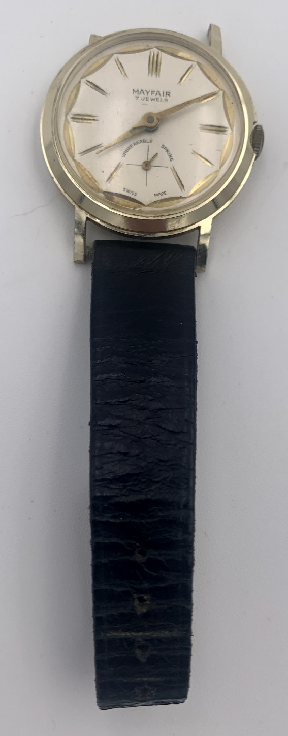 Mayfair gold watch with broken case for salvage parts