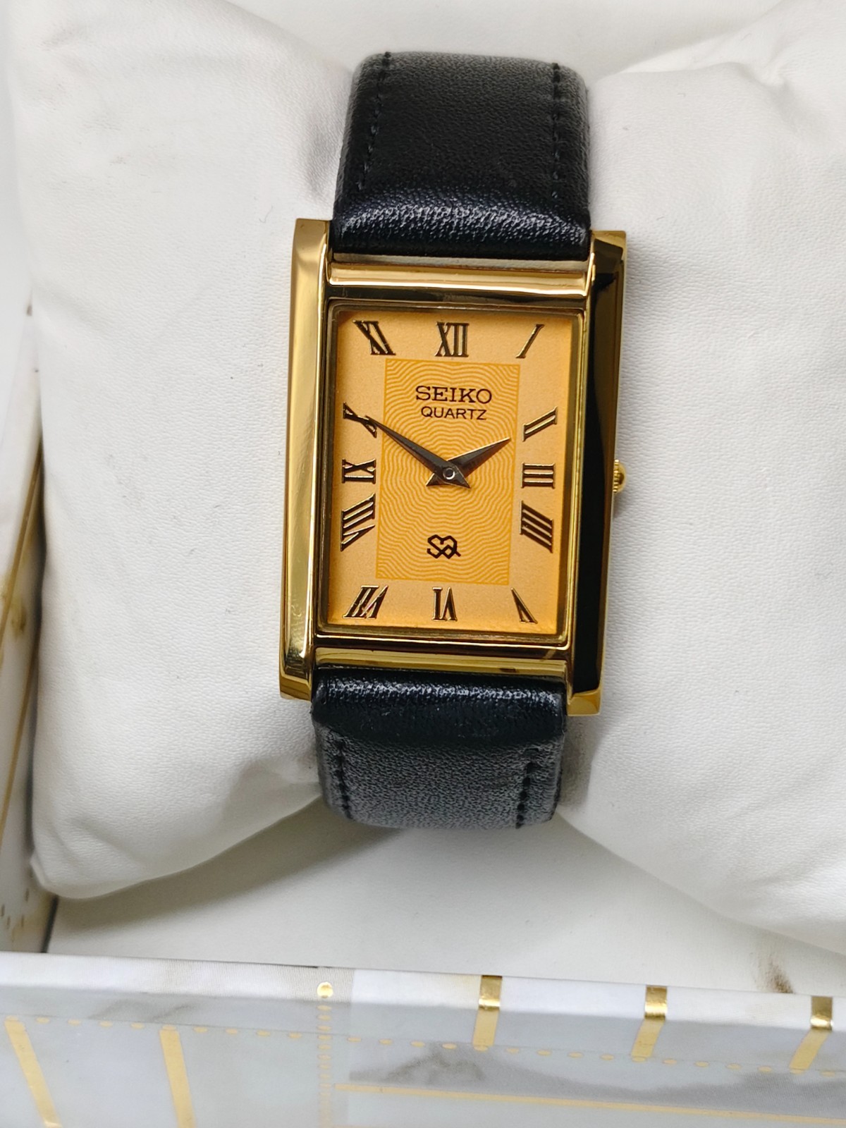 Vintage Refurbished Seiko Slim Tank Yellow Quartz Japan Men s Wrist Watch