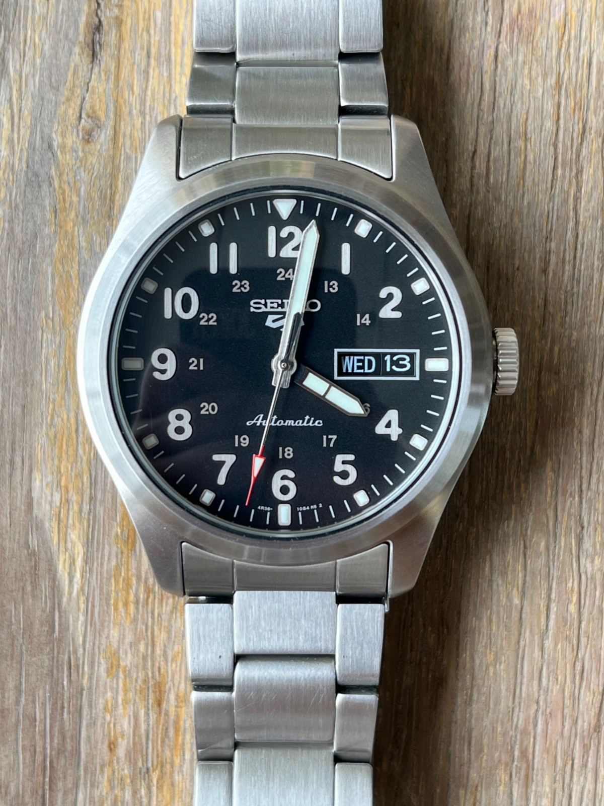 Seiko SRPJ81K1 Automatic Men’s Watch Black Dial 4R36 41mm Steel Day Date 100M