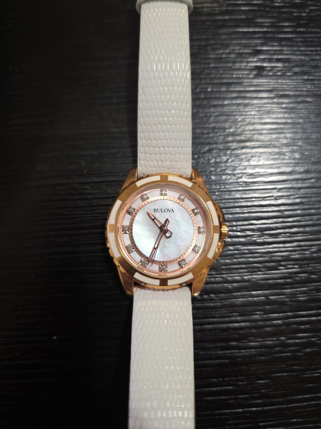 Bulova 98P119 Women’s White Mother of Pearl Watch