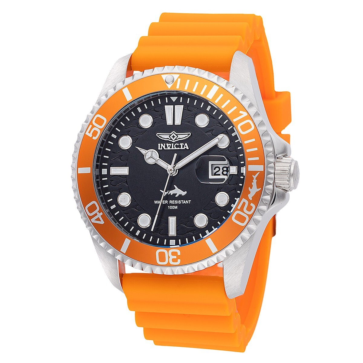 Invicta Men’s 43mm Pro Diver Quartz Orange/Silver Tone Black Dial SS 100m Watch