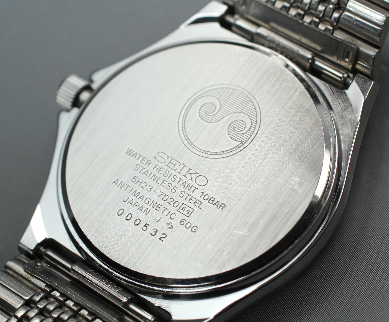 [Near MINT] Seiko Chronos 5H23-7D20 34mm Silver Kanji/ENG Day Date Mens Qz Watch