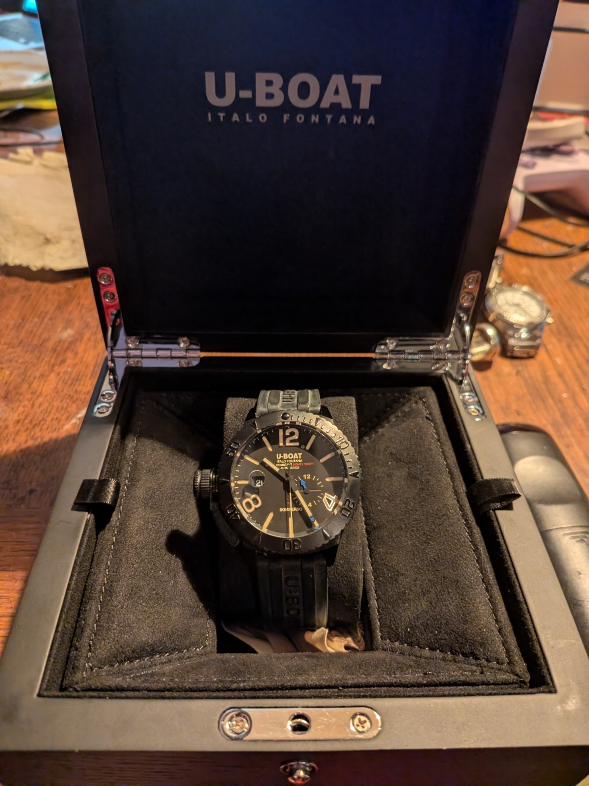 U-Boat Italo Fontana Sommerso DLC 46mm Automatic Diver Watch Box & Papers 9015