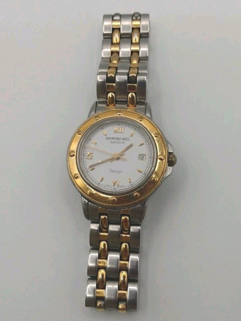 Ladies Raymond Weil Tango 28mm Model 5360 2-Tone Quartz Watch w/Textured Dial