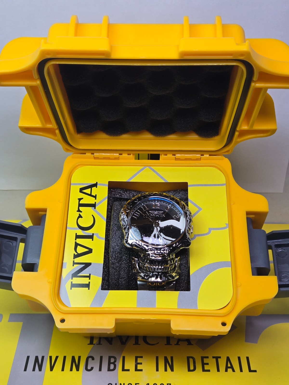 Invicta Artist Skull Automatic Mens Watch 50.5mm Skeletonized Steel & Black NEW