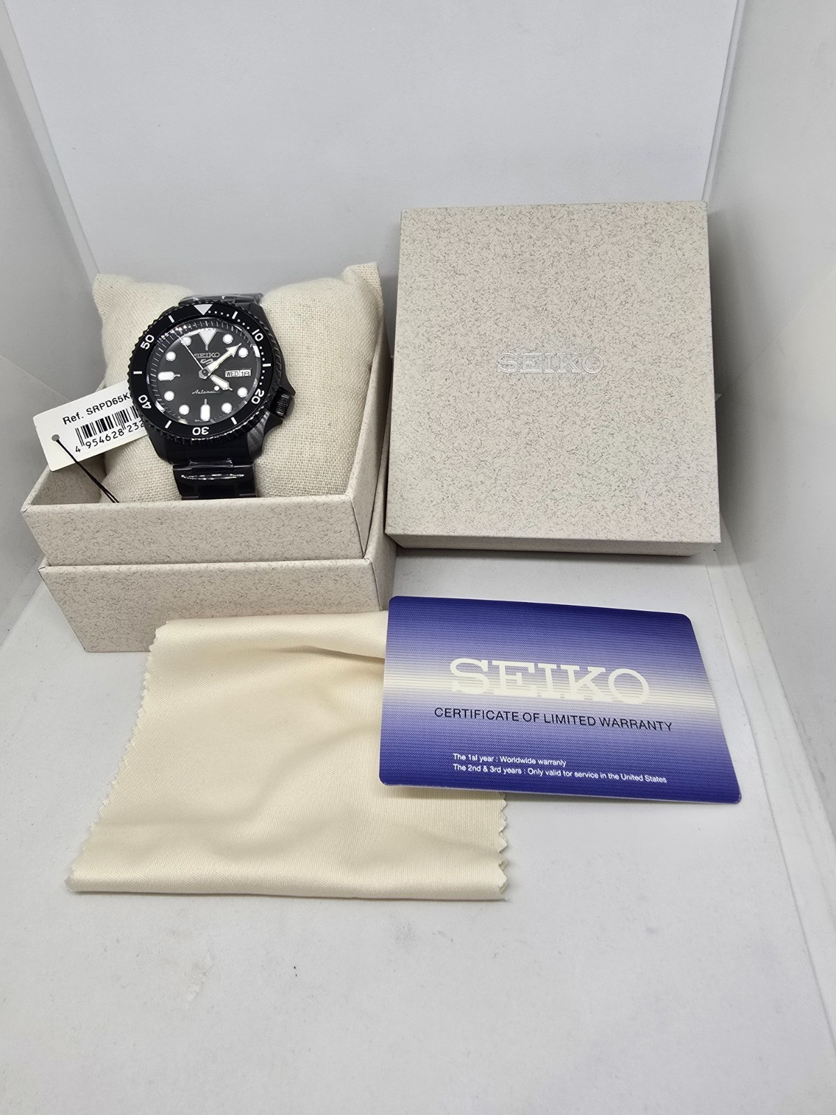 Seiko 5 Gents Automatic SRPD65K1 BLACK DIAL Black Case Watch 370