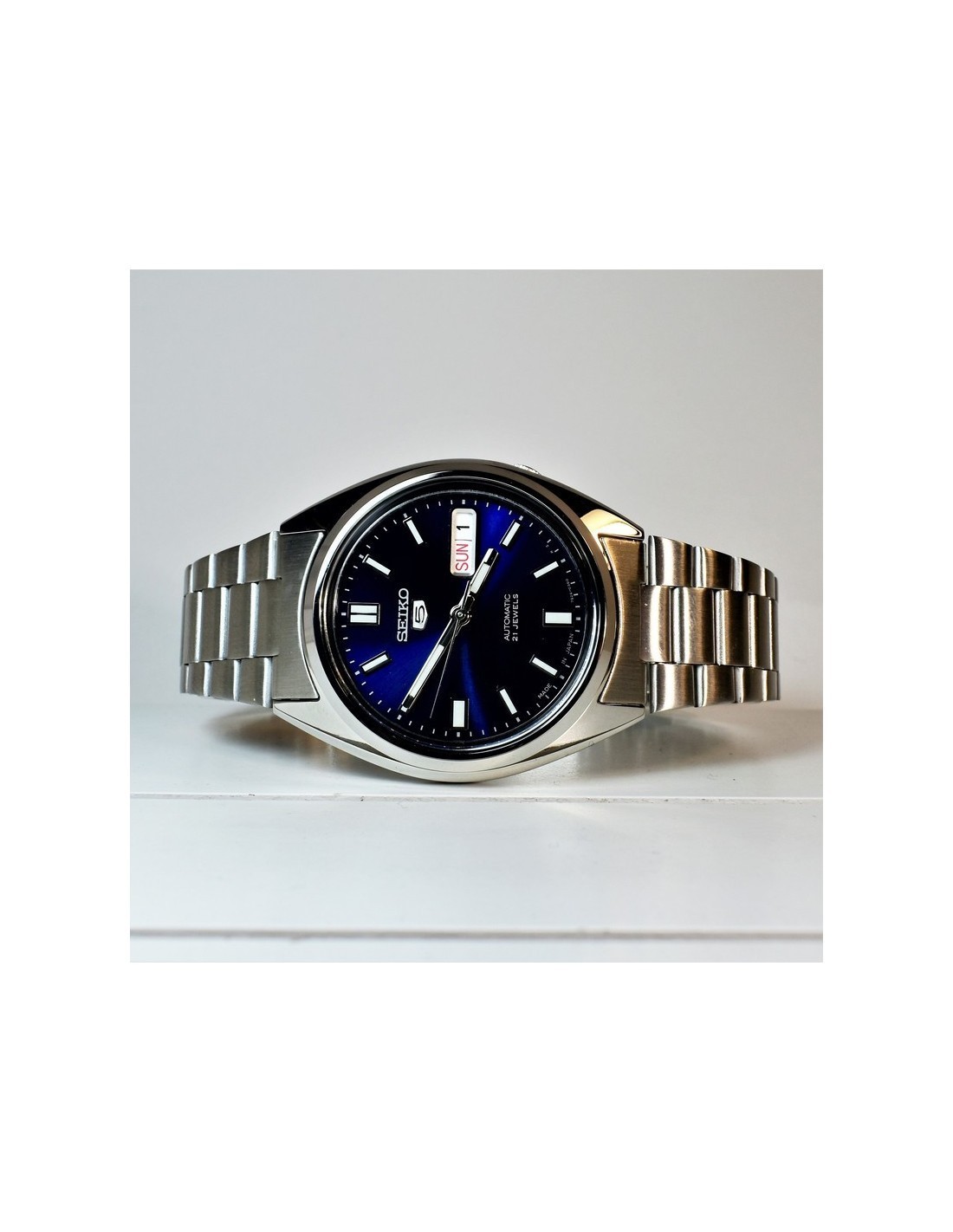 Seiko 5 Automatic Blue Dial Silver Band Steel SNXS77J1 Men’s Watch