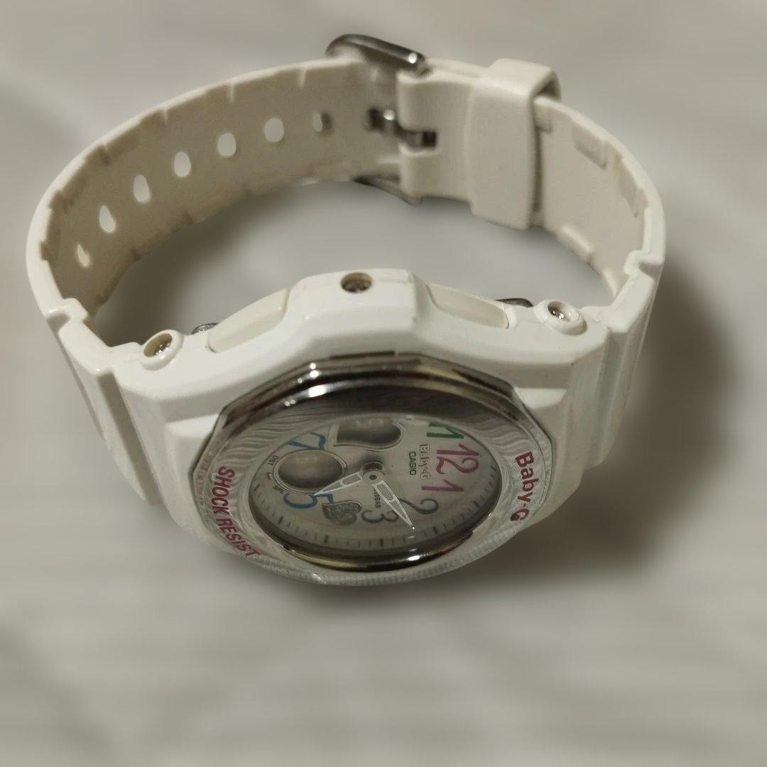 New battery included. Casio Baby-G watch BGA-101 white heart digital-analog.