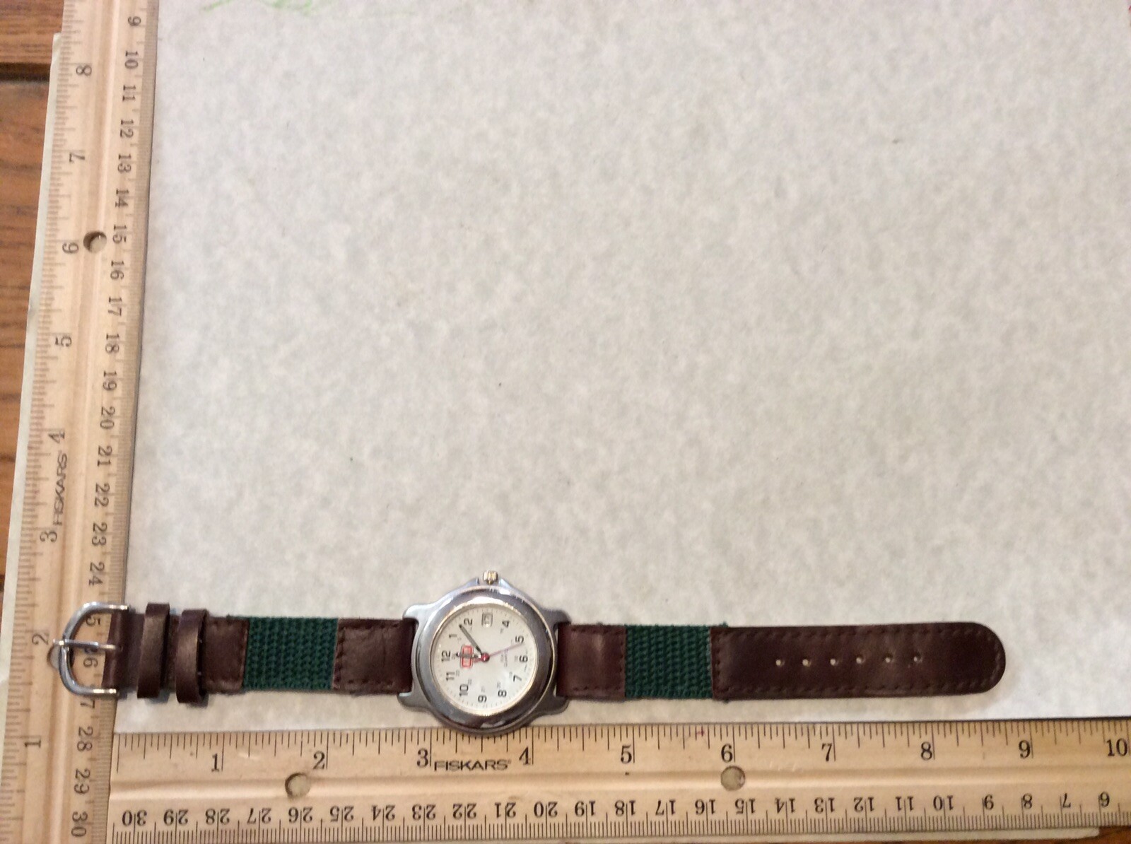 Very Nice Working ARMY Quartz Watch With Military Time Leather & Canvas Band