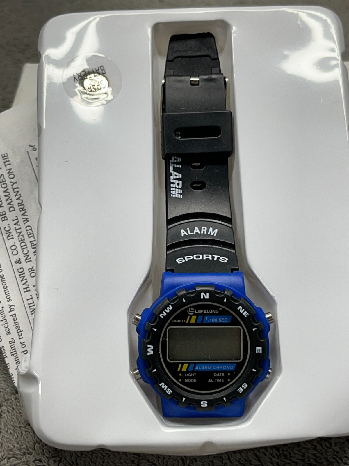 VTG Mens Lifelong Digital Watch – New 80s 90s Sports Blue Alarm Retro NOS