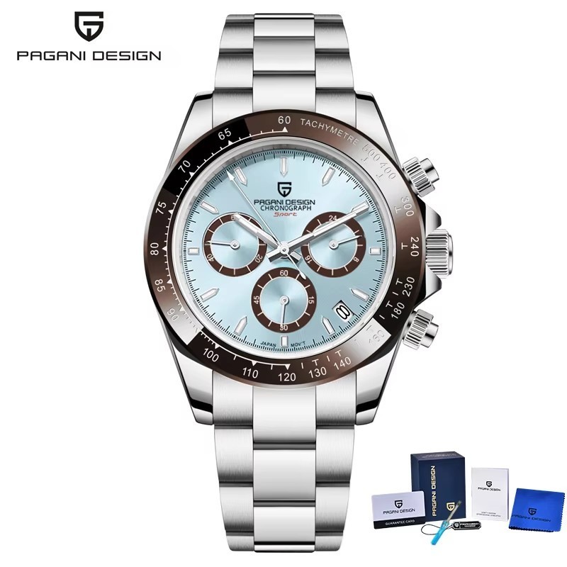 Luxury Men’s Chronograph Quartz Watch. Sapphire Crystal. Stainless Steel