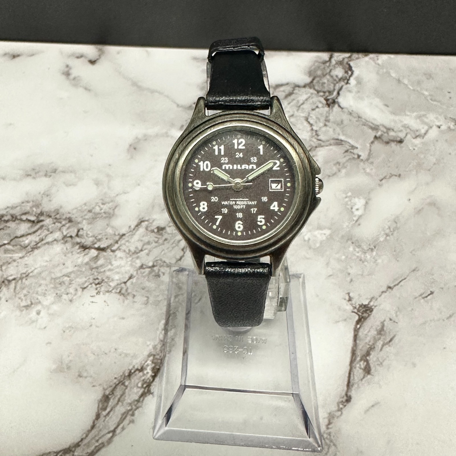Milan Watch Women Silver Tone Brown Dial Date Window New Battery 8 Inch
