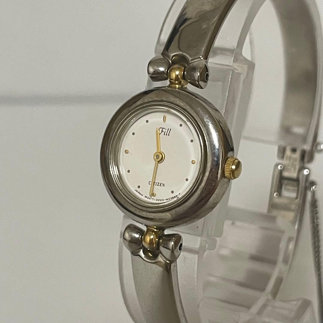 Citizen Fill Quartz Ladies Bangle Watch White Dial Ribbon Motif Two Tone