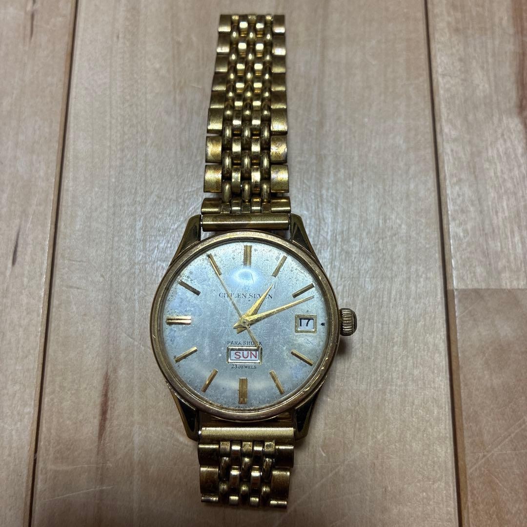 Citizen Seven Mechanical Watch Gold Filled Case Analog Display wrist 21cm/8.3in