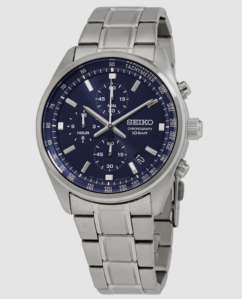 Seiko Men’s Chronograph Quartz Watch SSB377P1 with Blue Dial