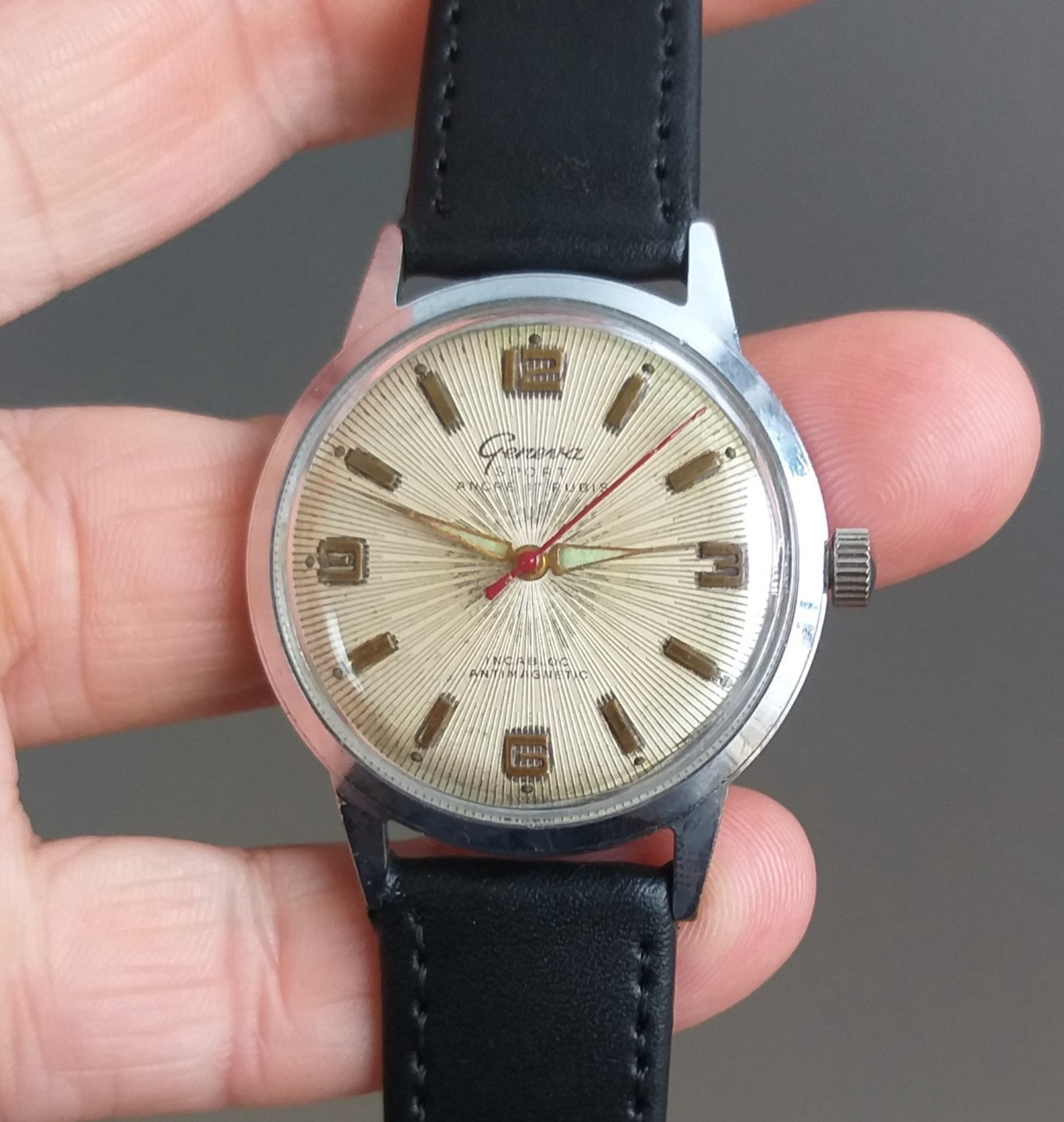 Geneva Sport Watch Co. Cal. GSW 40.41 Guilloche Dial Swiss Watch Vintage 1950’s