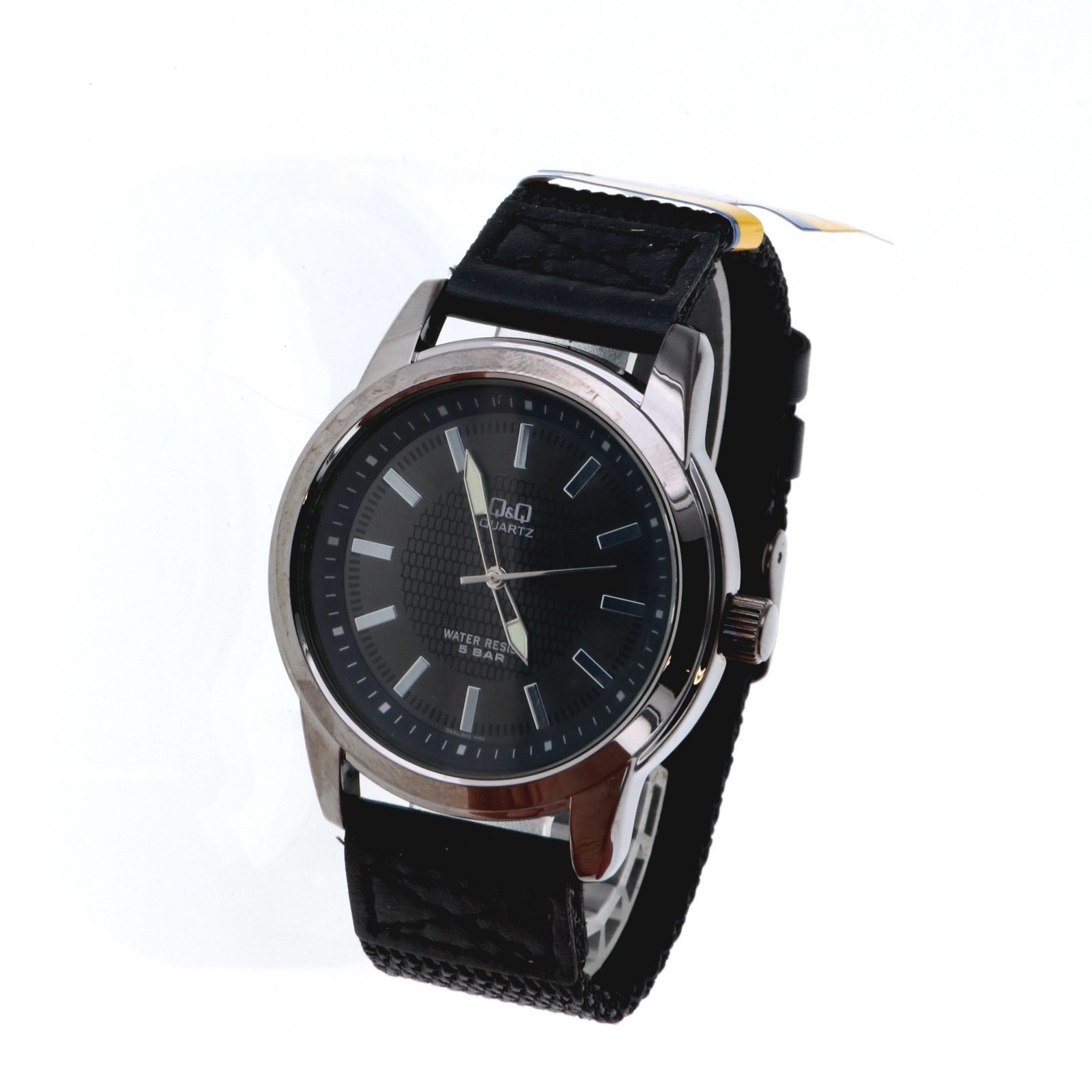 Q & Q Gun Finish Black Dial Black Nylon Band
