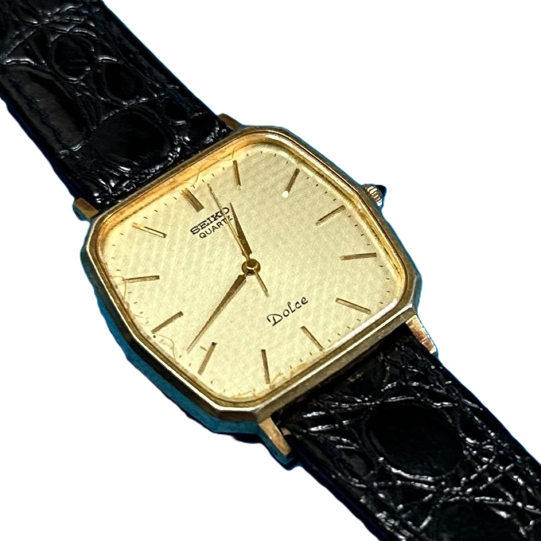 SEIKO Dolce 7731-5120 29mm Gold Dial Quartz Men’s Watch Used from Japan