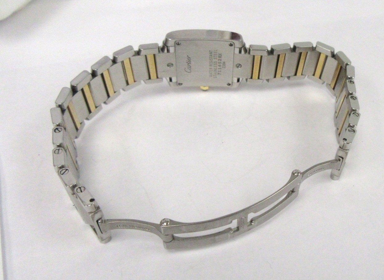 Ladies CARTIER 2384 Steel & 18K Gold 25mm Tank Quartz Watch – Box, Papers – 6.5″