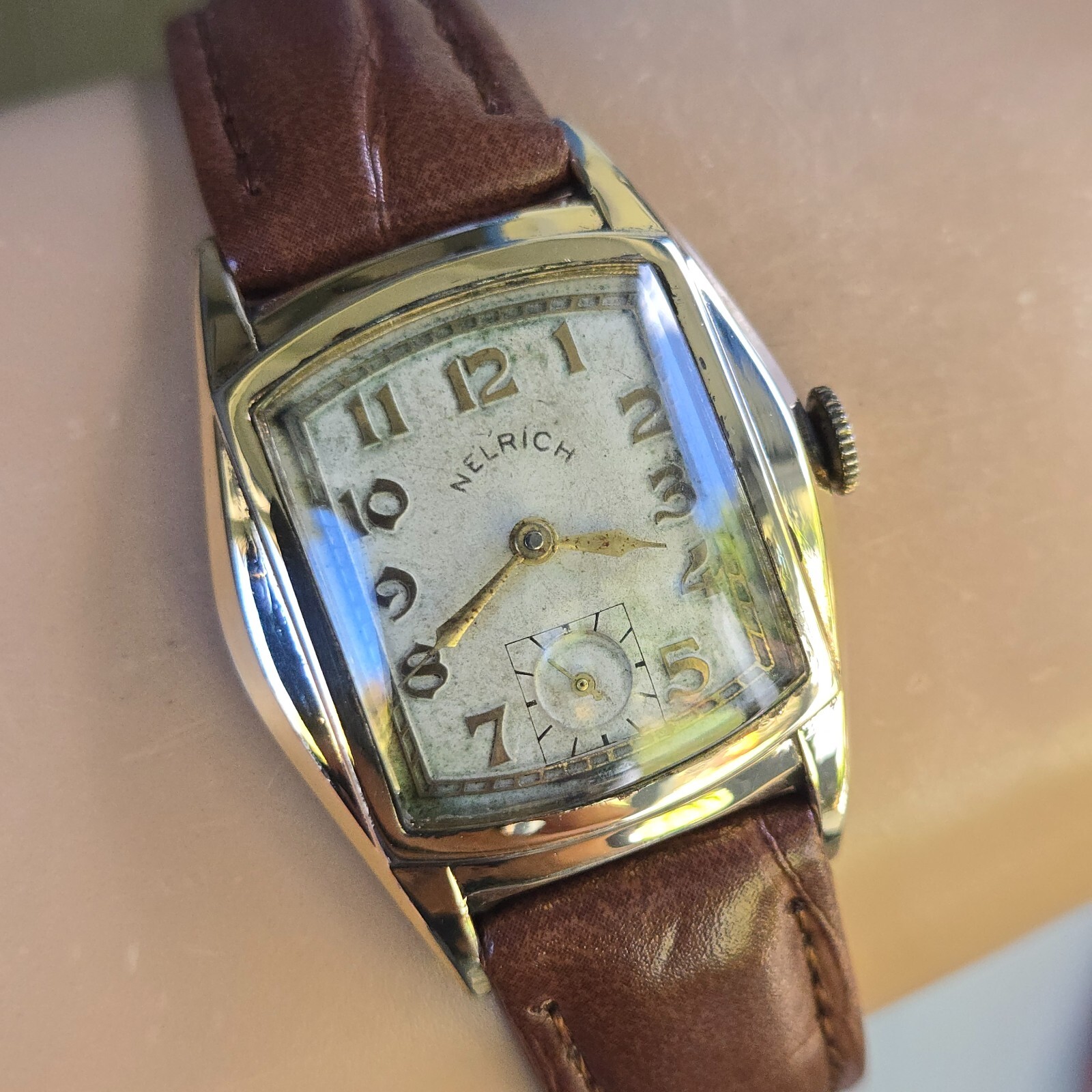 Vintage NELRICH by CRAWFORD men’s manual wind watch AS 970 7Jewels swiss 1940s