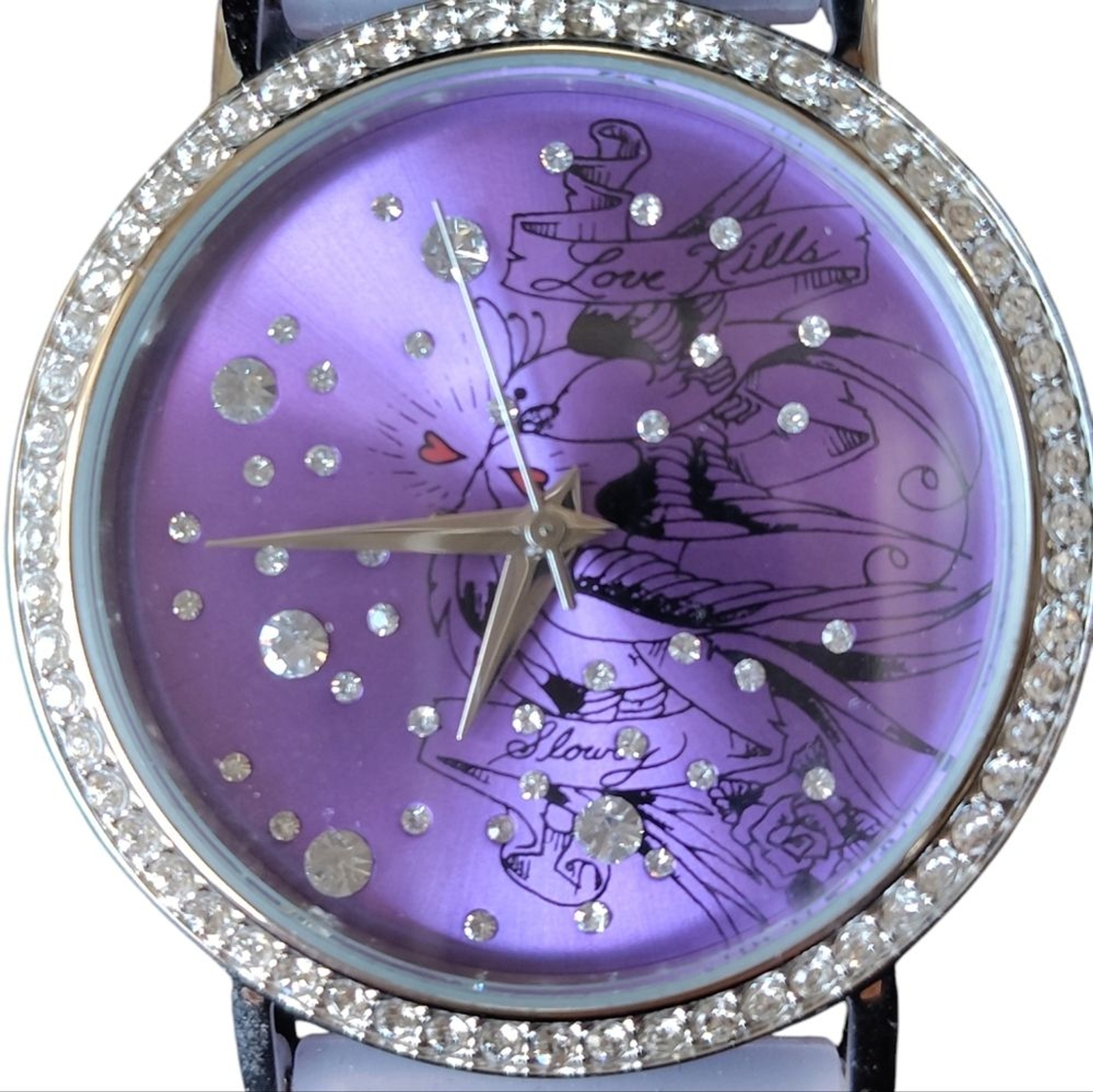 Ed Hardy “Love Kills Slowly” Rhinestone Embellished Ladies Watch
