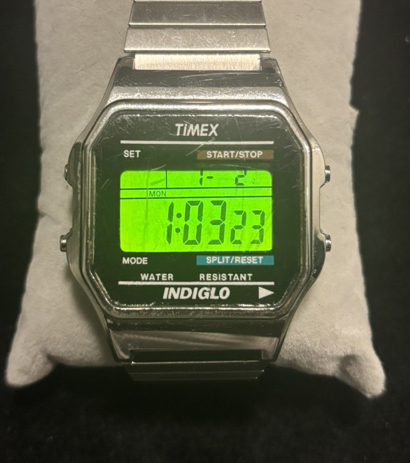 Timex T78587, Men’s Digital Silvertone Expansion Band Watch, Indiglo