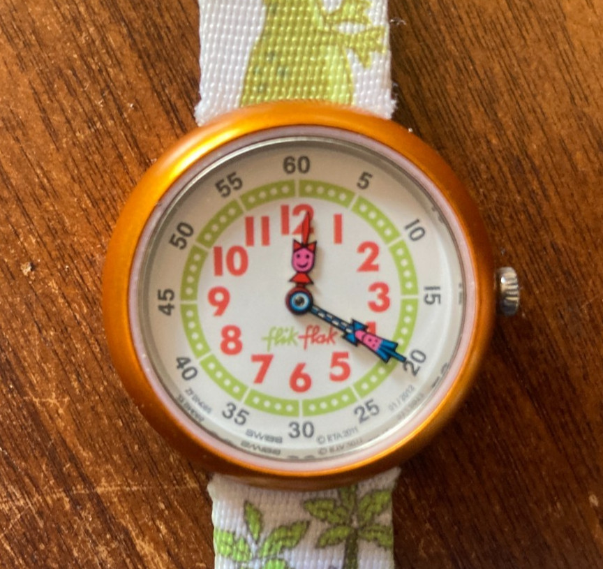 Swiss Flik Flak by Swatch for Kids Vintage Original Orange Aluminum Case Rare