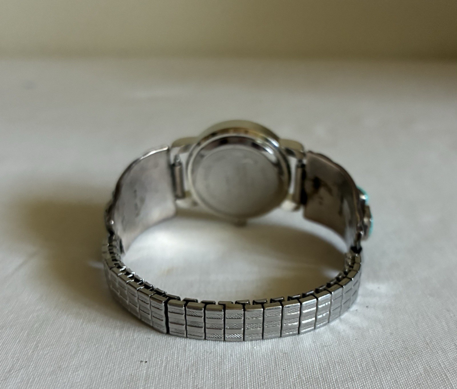 VTG Navajo Sterling Kingman Turquoise Native American Watch Bracelet Tom Taylor
