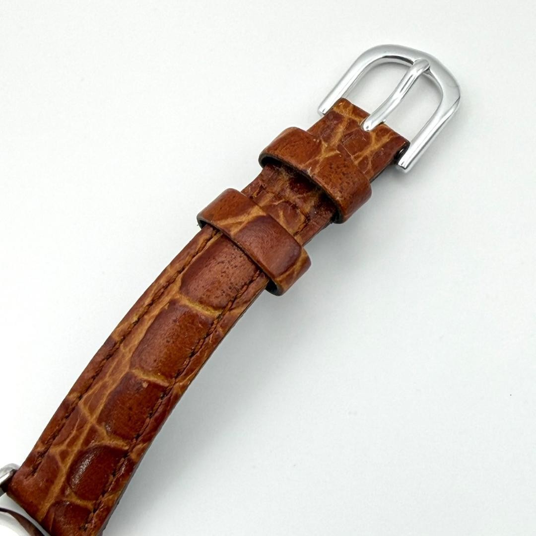 Casio Oval Watch, Battery Replaced, Gold, Genuine Leather Strap, Brown, Working