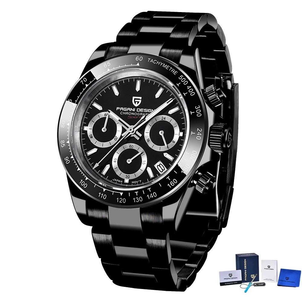 Luxury Men’s Chronograph Quartz Watch. Sapphire Crystal. Stainless Steel
