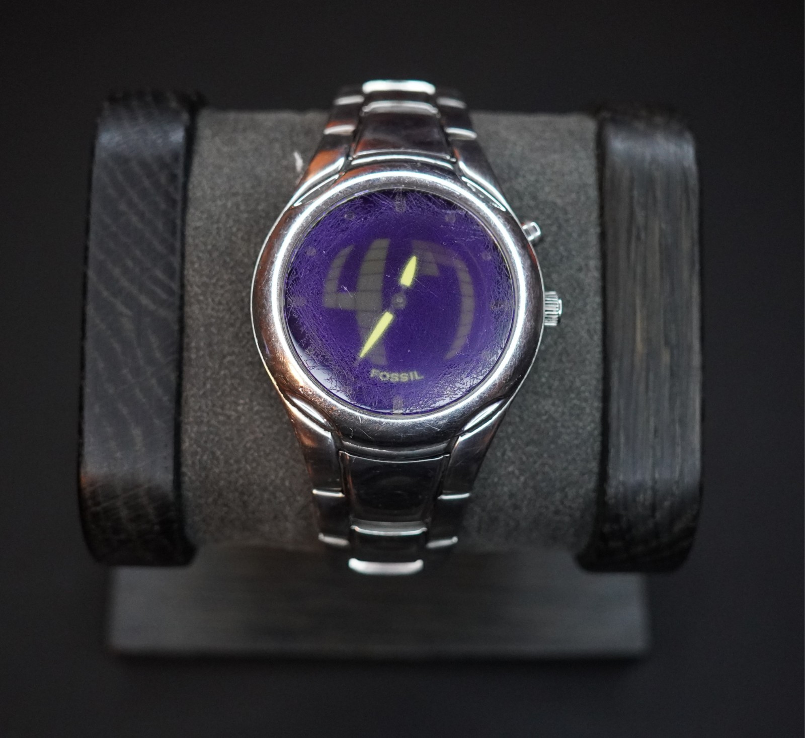 Rare Vintage FOSSIL Big Tic JR8096 Blue Quartz Animated Mens Watch
