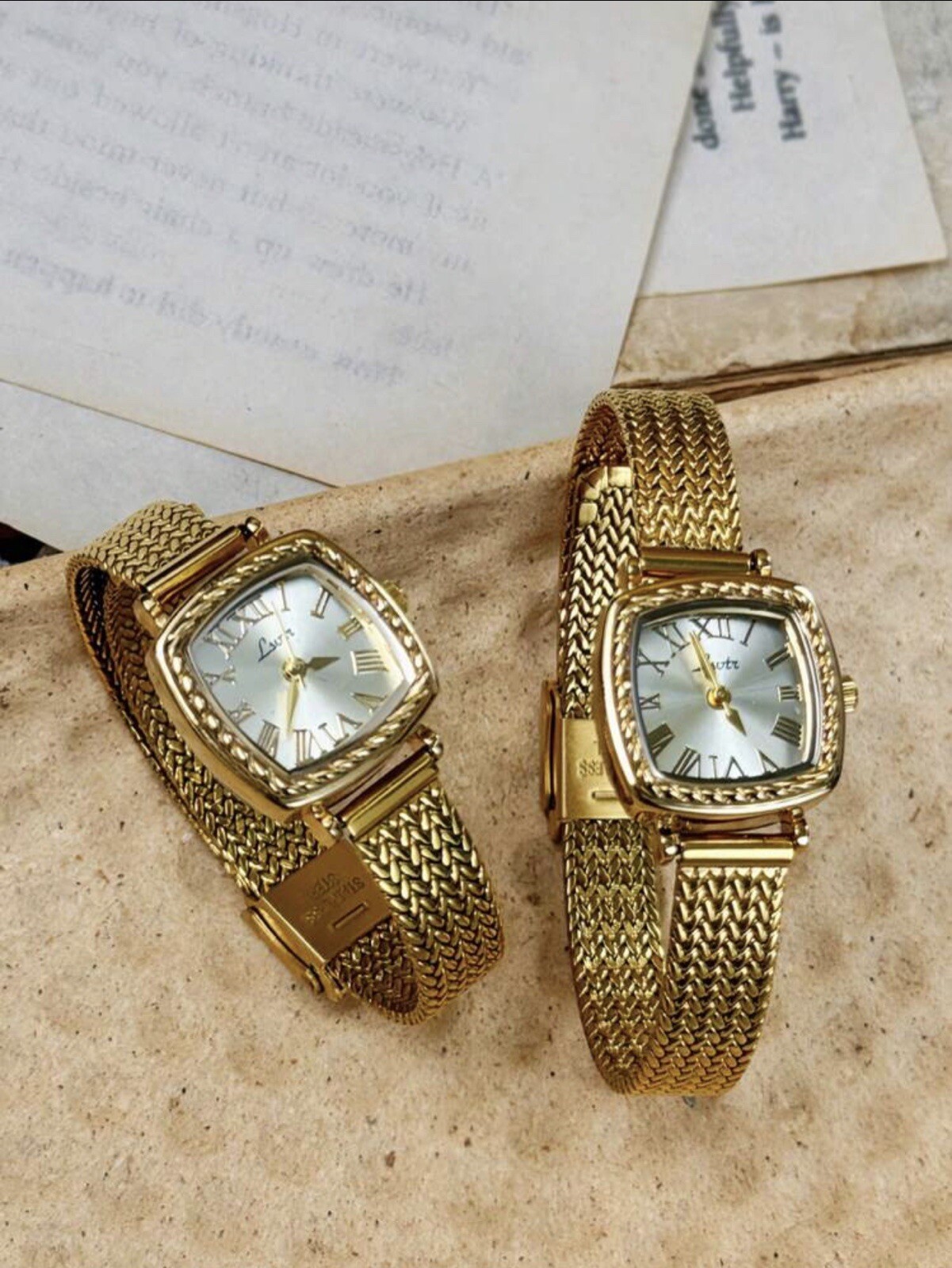 Gold Vintage Style Women’s Elegant French Inspired Square Wrist Watch
