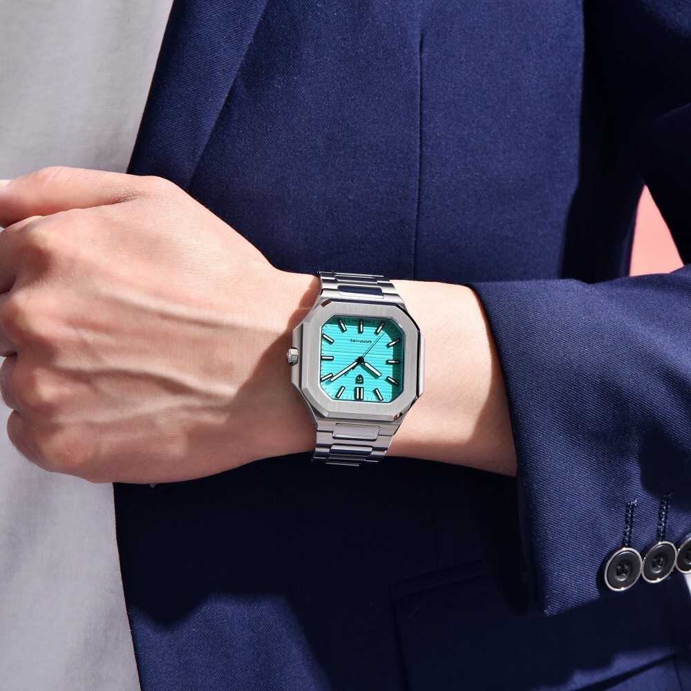 Men’s Quartz Square Watch Japan VH31 Movement Sapphire Glass Waterproof Luminous