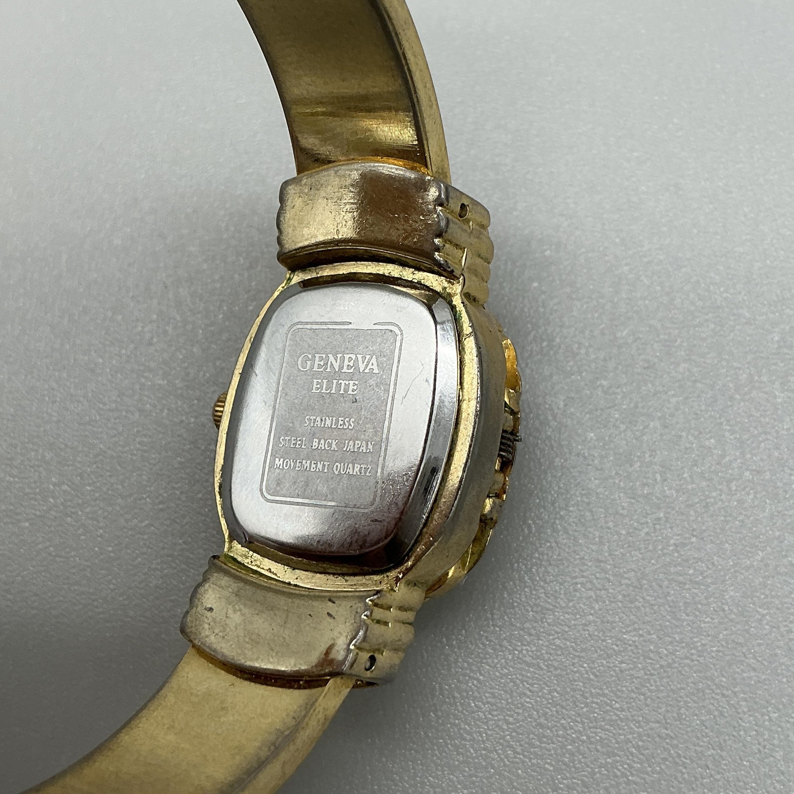 Geneva Elite Womens Watch 21mm MOP Dial Gold Bangle Purple Cabochon New Battery