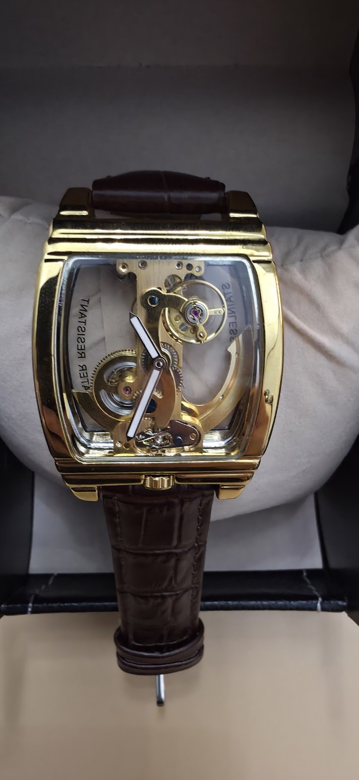 Automatic See Through Men Watch With Brown Strap