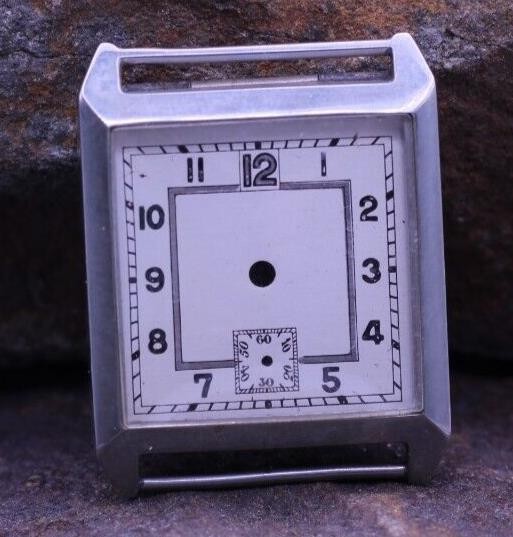 NOS ART DECO SWISS MEN’S WRIST WATCH CASE & DIAL 25.3x32mm 19.5mm LUG (DC)