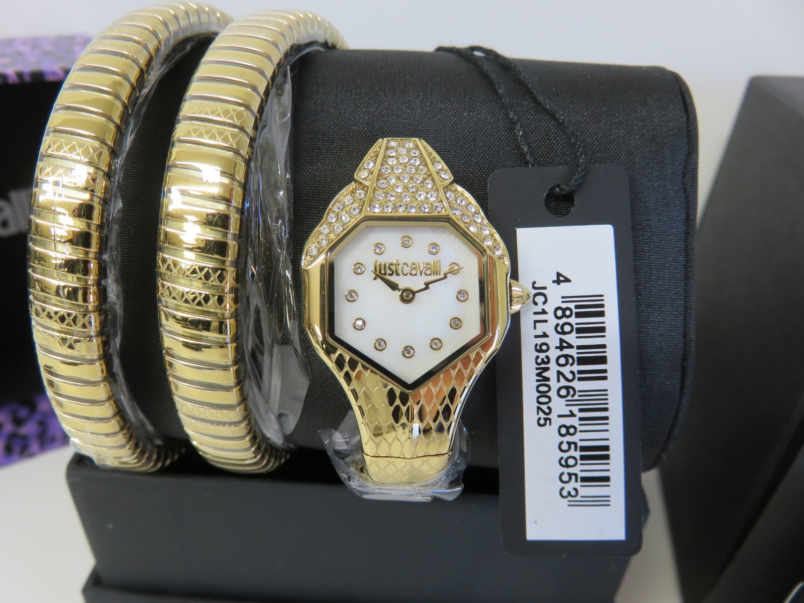 Just Cavalli Snake Women’s JC1L193M0025 Signature Snake Gold Watch