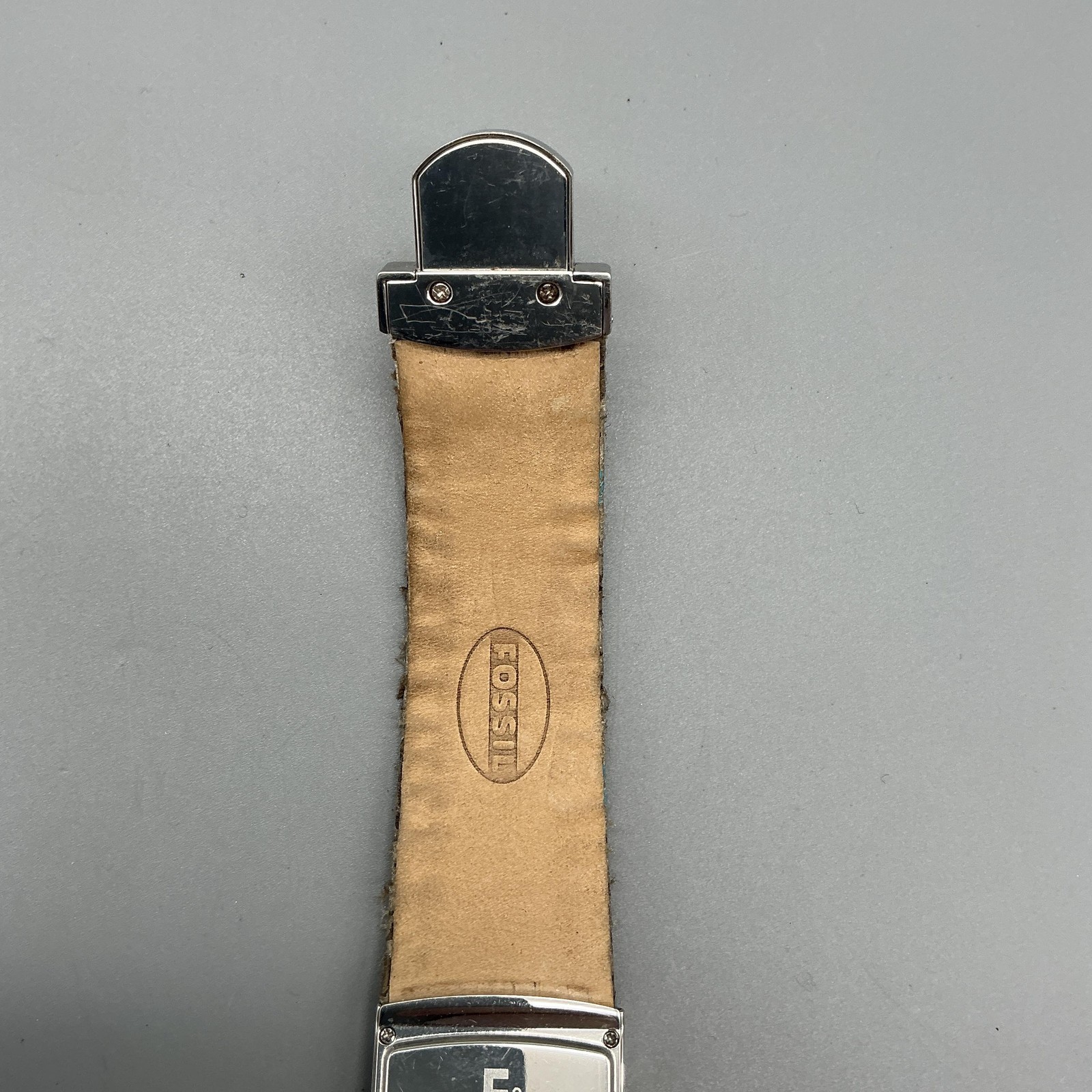 Fossil F2 Womens Watch 26mm Stainless Brown Logo Fabric Leather New Battery