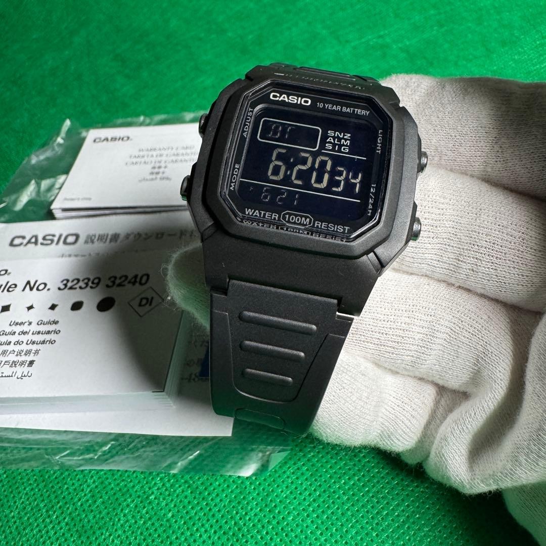 Casio Digital Watch, Inverted LCD, CASIO W-800H-1BV, Black